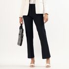 Women's Jet Black Straight Fit Mid-Rise Trousers, नेवी ब्लू, small image number null