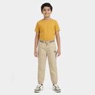 Boys' Khaki Cotton Regular Fit Trousers, खाकी, small