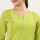 Women's Light Green Cotton Embroidered Ethnic Set, हल्का हरा, small