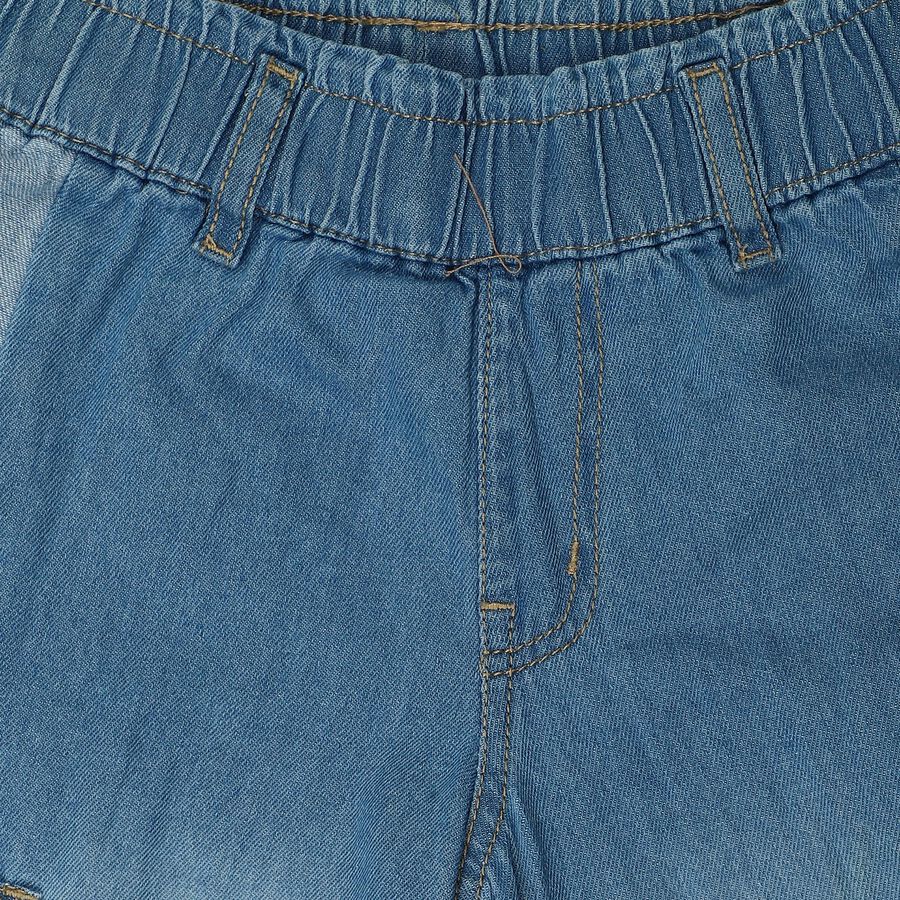 Girls' Light Blue Wide Leg Cargo Style Jeans, मध्यम नीला, large