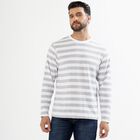 Men's White and Grey Crew Neck Casual T-Shirt, ऑफ व्हाइट, small image number null