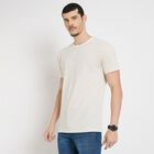 Men's Round Neck Half Sleeves T-Shirt , गहरा पीला, small