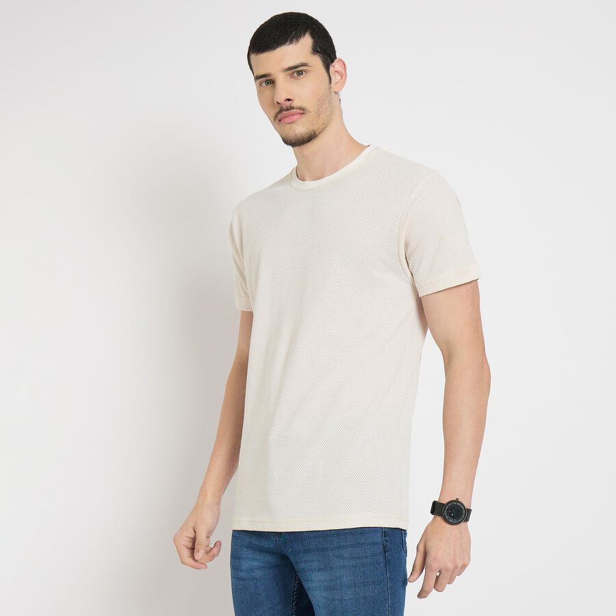 Men's Round Neck Half Sleeves T-Shirt , गहरा पीला, large