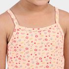 Girls Coral Cotton Round Neck Quilted Vest, Coral, small