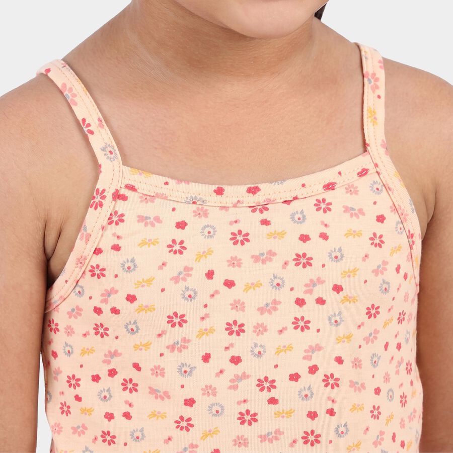Girls Coral Cotton Round Neck Quilted Vest, Coral, large
