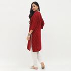 Women's Deep Maroon Wrap Neck Printed Kurta, Maroon, small
