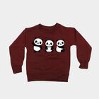 Girls' Maroon Crew Neck Pullover Sweatshirt, Wine, small