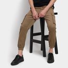 Men's Slim Fit Casual Trousers , Khaki, small