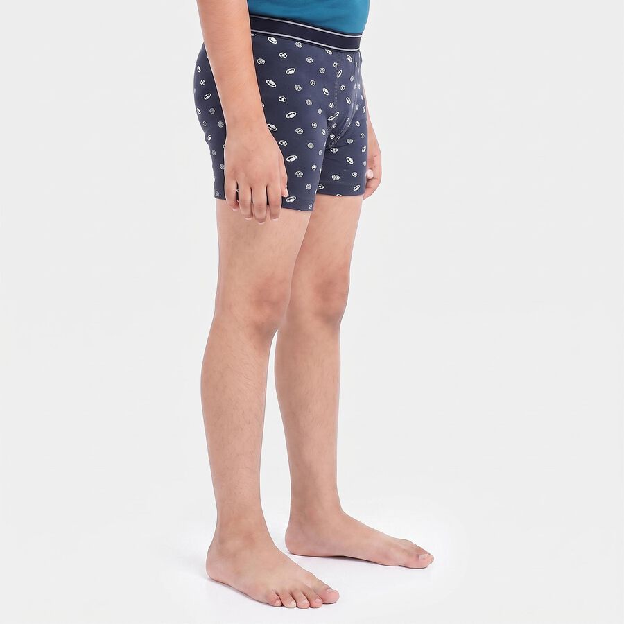 Boys Navy Blue Regular Fit Printed Trunks, नेवी ब्लू, large
