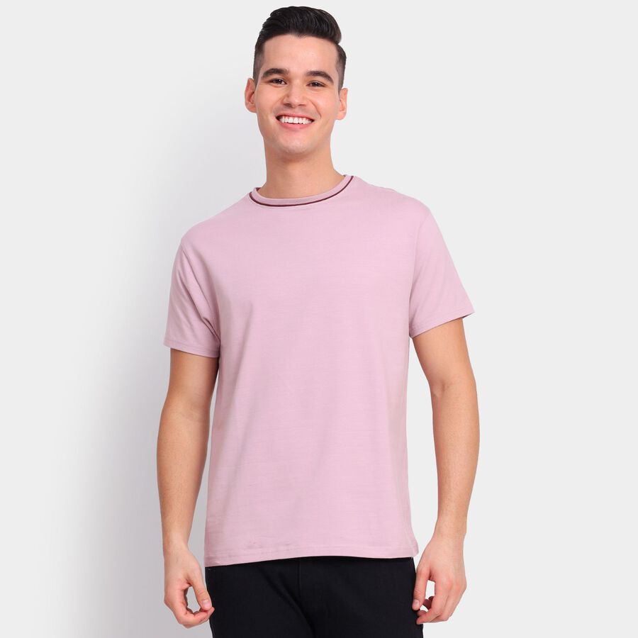 Men's Round Neck Half Sleeves T-Shirt, गुलाबी, large image number null