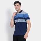 Men's 100% Cotton Collared Half Sleeves T-Shirt , Navy Blue, small image number null