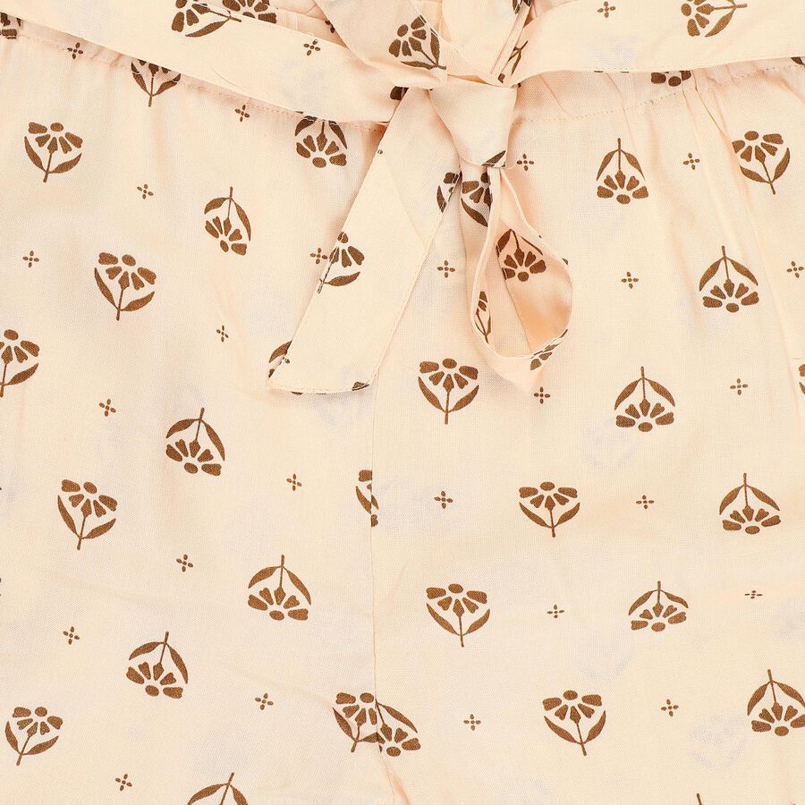 Girls Beige Regular Fit Solid Capri, गहरा पीला, large