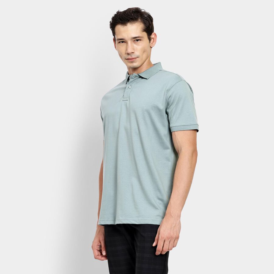 Men's 100% Cotton Collared Half Sleeves T-Shirt, Light Green, large image number null