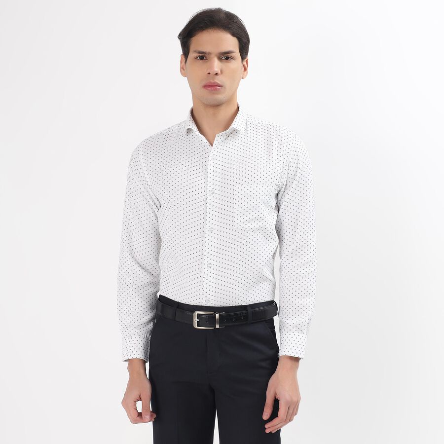 Men's Snow White Full Sleeve Classic Collar Formal Shirt, White, large image number null