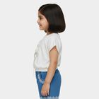 Girls' White Round Neck Romantic T-Shirt, White, small