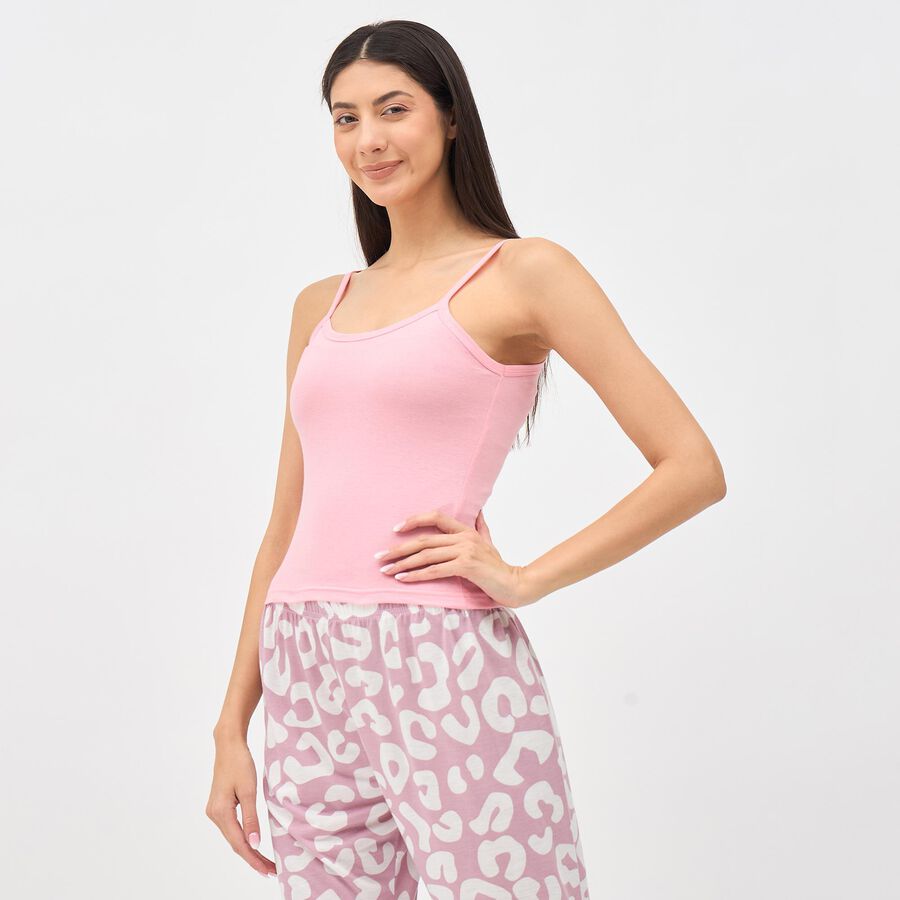 Women's Soft Pink Cotton Spaghetti Strap Slip, Pink, large image number null