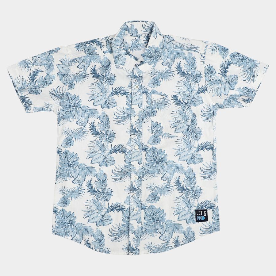 Boys' Casual Shirt, Mid Blue, large