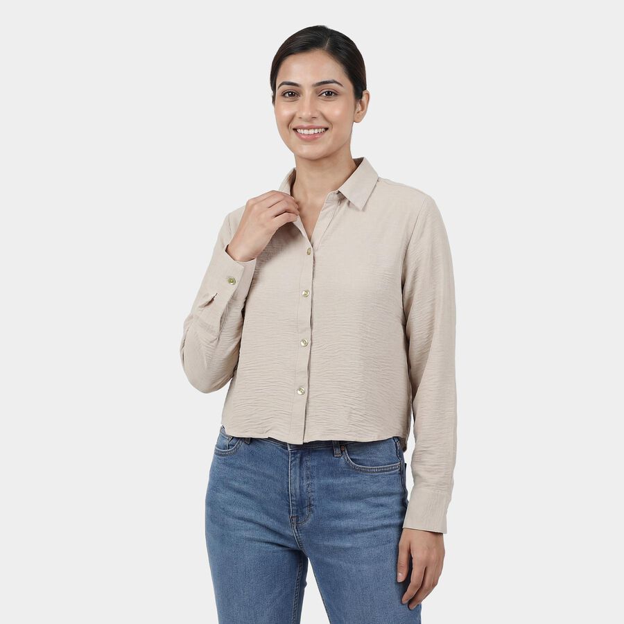 Women's Beige Classic Shirt, Beige, large