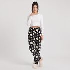 Women's Black Straight Fit Heart Pyjama, Black, small