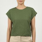 Women's Green Cotton Blend Top, Dark Green, small