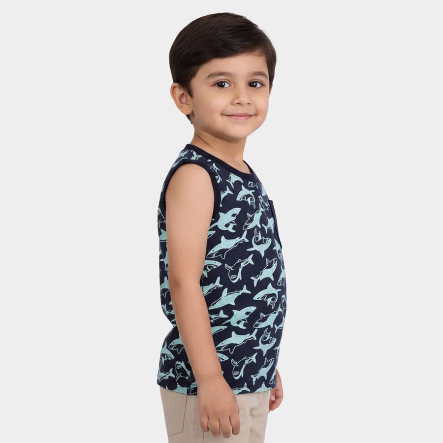 Boys Navy Blue Round Neck Casual Boys T-Shirt, नेवी ब्लू, large