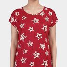 Women's Maroon V-Neck Lace Trim Nighty, Maroon, small