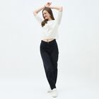 Women's Off-White Cotton Round Neck Casual Top, ऑफ व्हाइट, small
