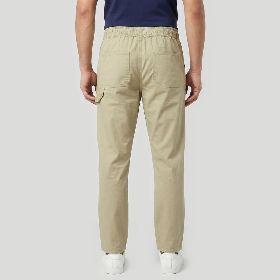 Men's Green Slim Fit Casual Trousers, Light Green, large