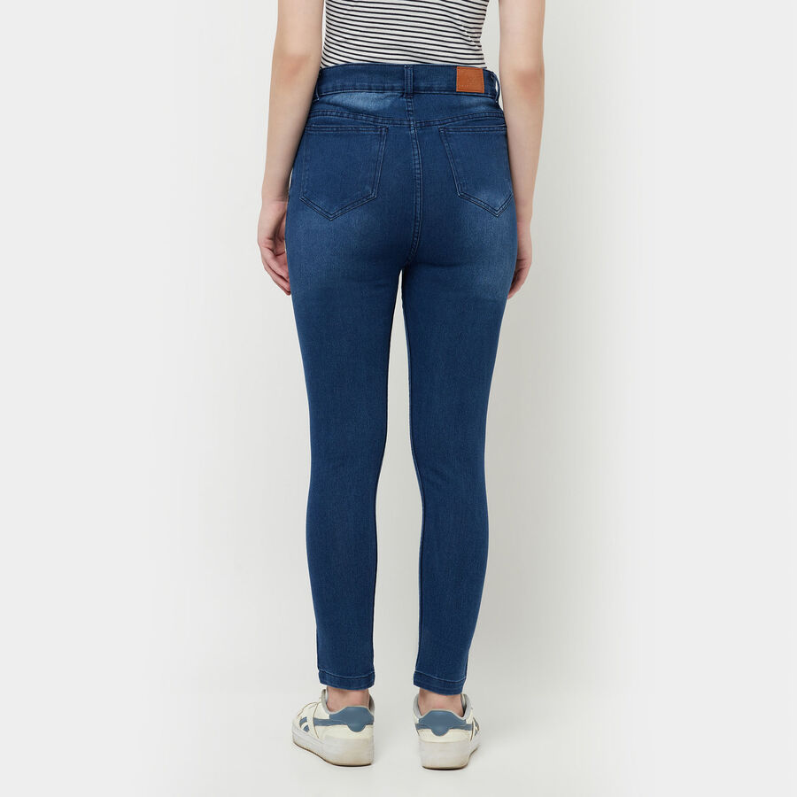 Washed High Rise Skinny Jeans, Mid Blue, large image number null