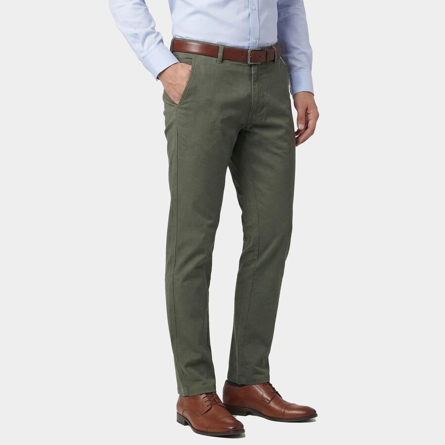 Men's Light Green Slim Fit Casual Trousers, Light Green, large