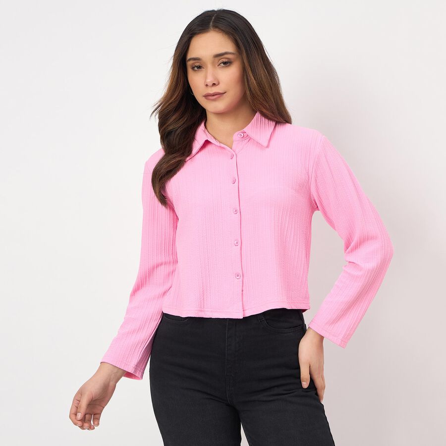 Women's Soft Pink Classic Collar Classic Shirt, Pink, large