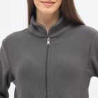 Women's Dark Grey High Neck Zip-Up Sweatshirt, Dark Grey, small image number null