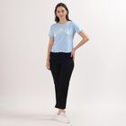 Ladies' Light Blue Cotton Crop-Length Round Neck T-Shirt, Light Blue, small image number null