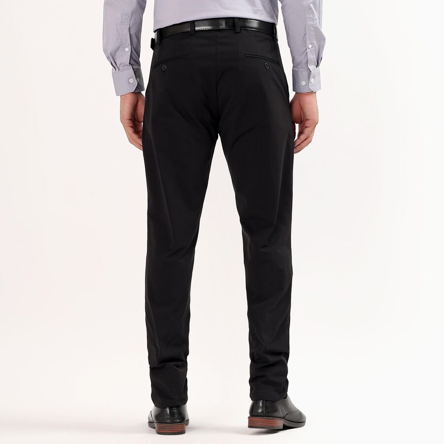 Men's Slim Fit Casual Trousers, काला, large image number null