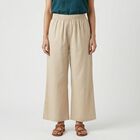 Women's Beige Wide-Leg Elastic Waist Palazzos, Beige, small