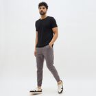 Men's Muted Charcoal Slim Fit Jogger Trousers, Light Grey, small image number null