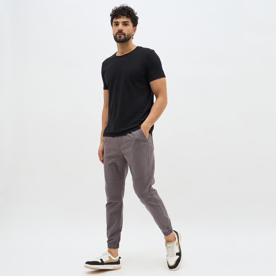 Men's Muted Charcoal Slim Fit Jogger Trousers, Light Grey, large image number null
