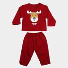 Infants' Maroon Round Neck Graphic Baba Suit, Maroon, small