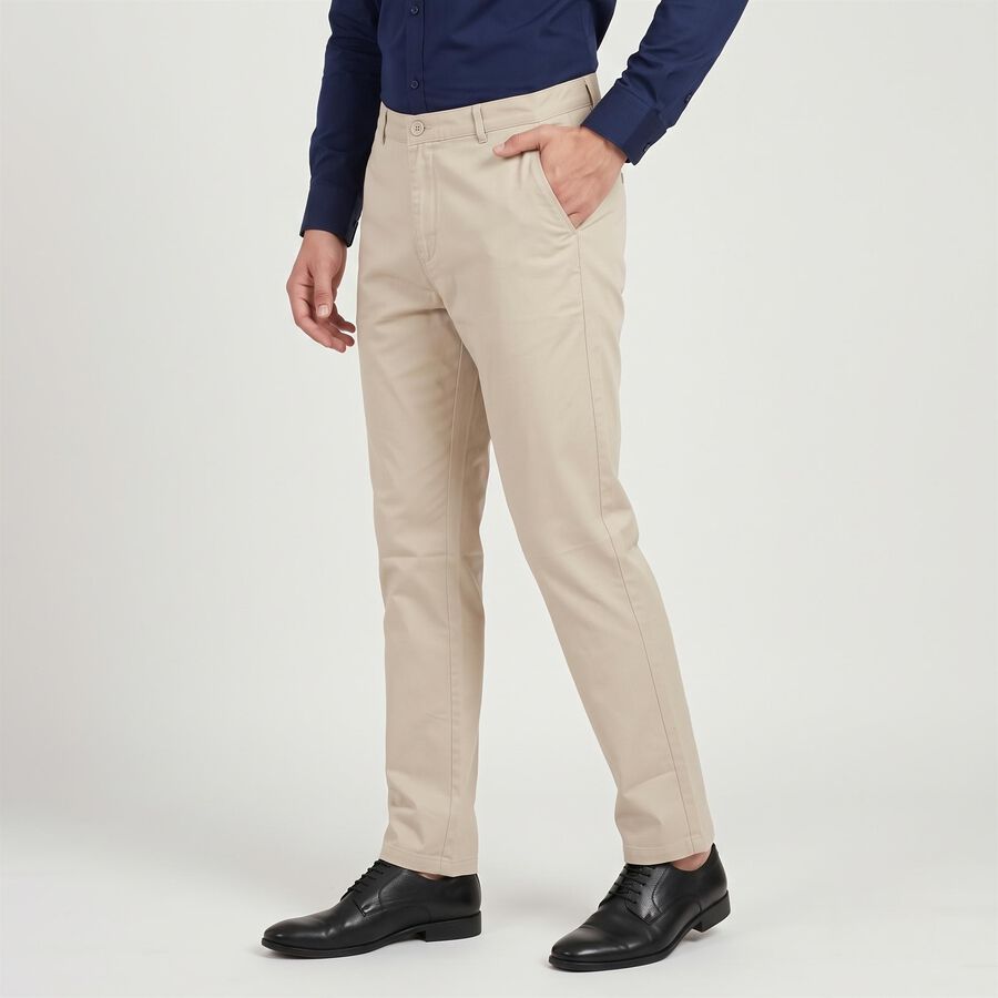 Men's Silver Slim Fit Chino Trousers, सिल्वर, large