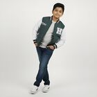 Boys Dark Green Varsity Jacket, Dark Green, small image number null
