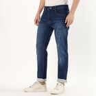 Men's Deep Indigo Blue Slim Fit Jeans, मध्यम नीला, small image number null