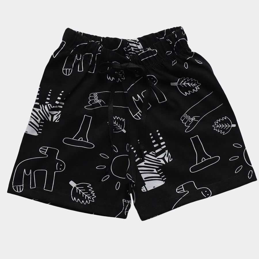 Boys' Black Regular Fit Graphic Printed Bermuda Shorts, Black, large