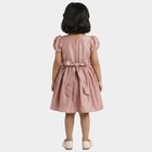 Girls' Pink Puff Sleeve Floral Belt Party Frock, गुलाबी, small