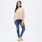 Women's Muted Eggshell White V-Neck Floral Printed Kurti, Off White, small image number null
