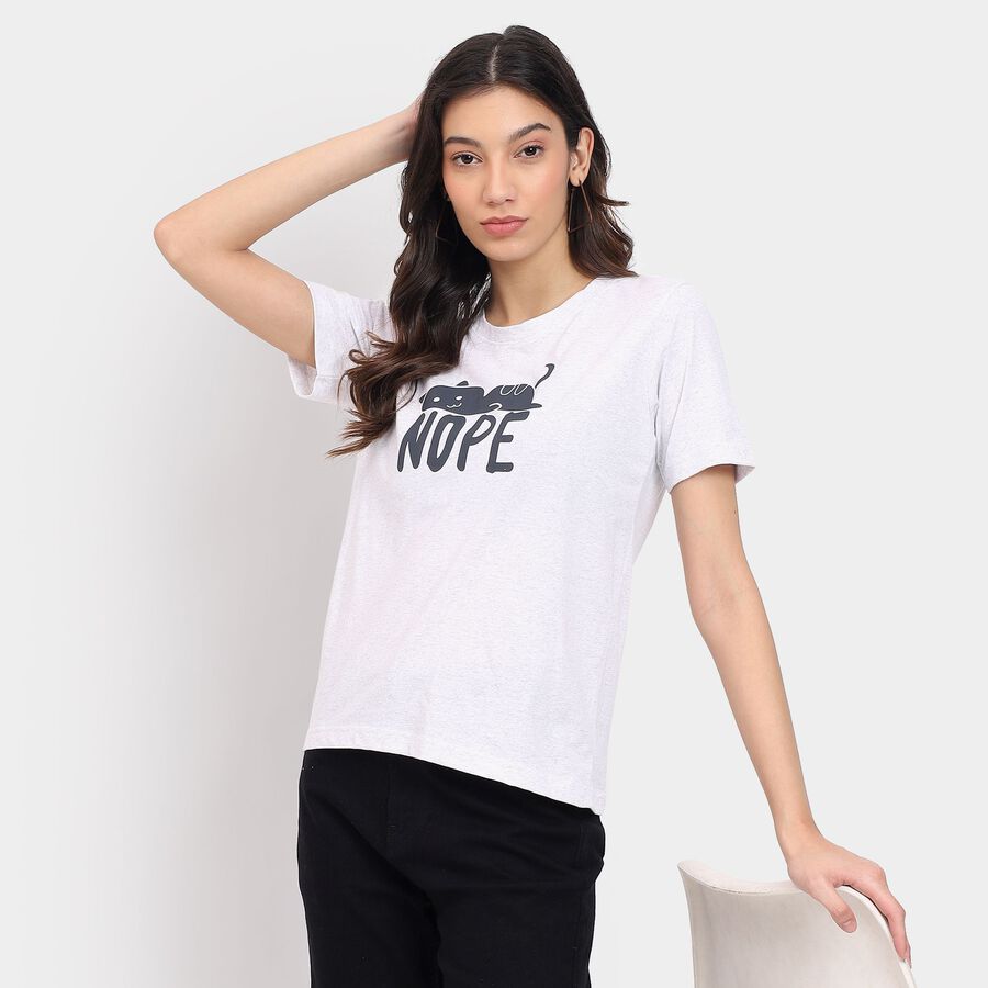 Ladies' Round Neck T-Shirt , Melange Light Grey, large image number null