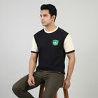 Men's Navy Blue Round Neck Casual T-Shirt, Navy Blue, small