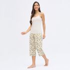 Ladies' Cream Slim Fit Flared Capri, Off White, small image number null