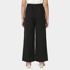Girls' Black Wide Leg Bow Waist Trousers, Black, small