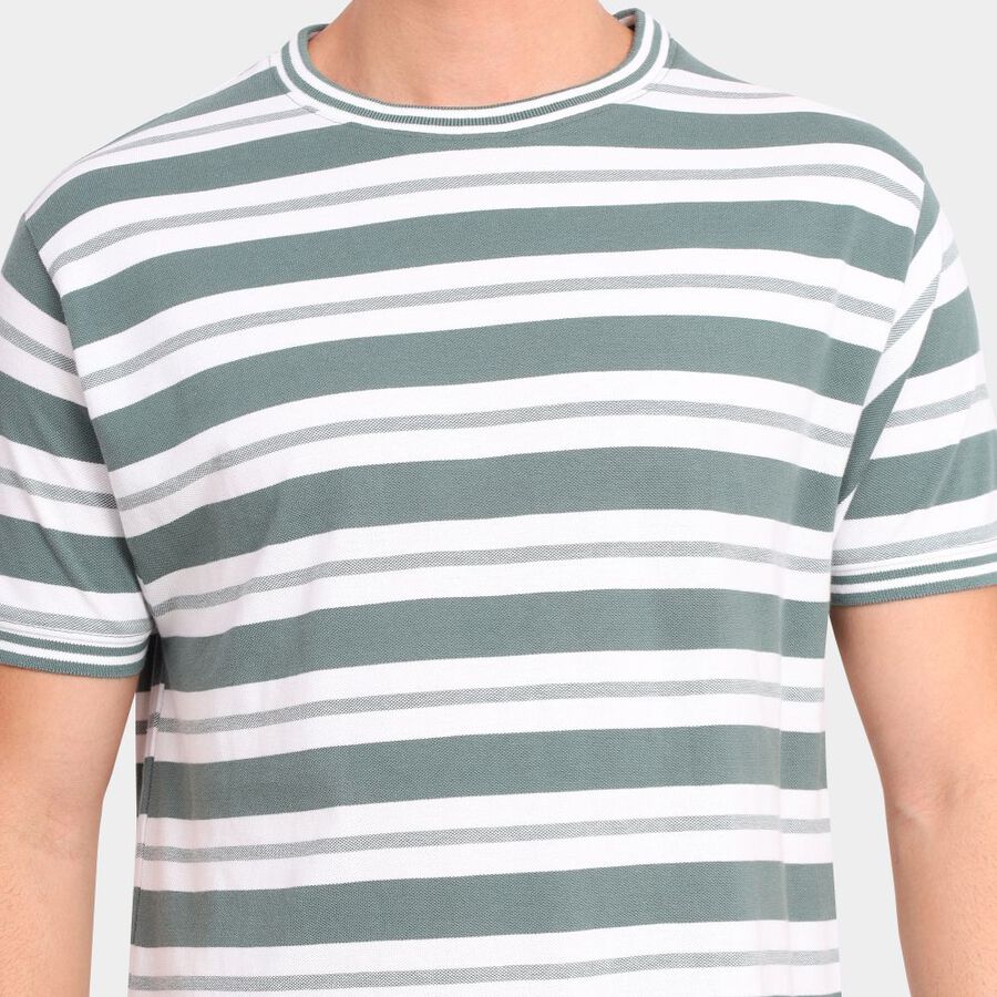 Men's 100% Cotton Round Neck Half Sleeves T-Shirt, गहरा हरा, large image number null