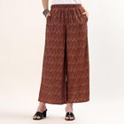 Women's Rust Flared Printed Elastic Waist Palazzos, रस्ट, small